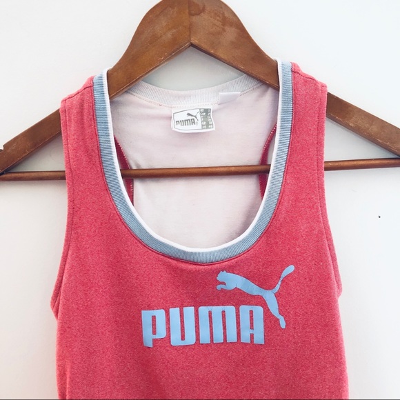 Puma Logo Tank- Retro Red & Blue Size Small - Picture 2 of 5